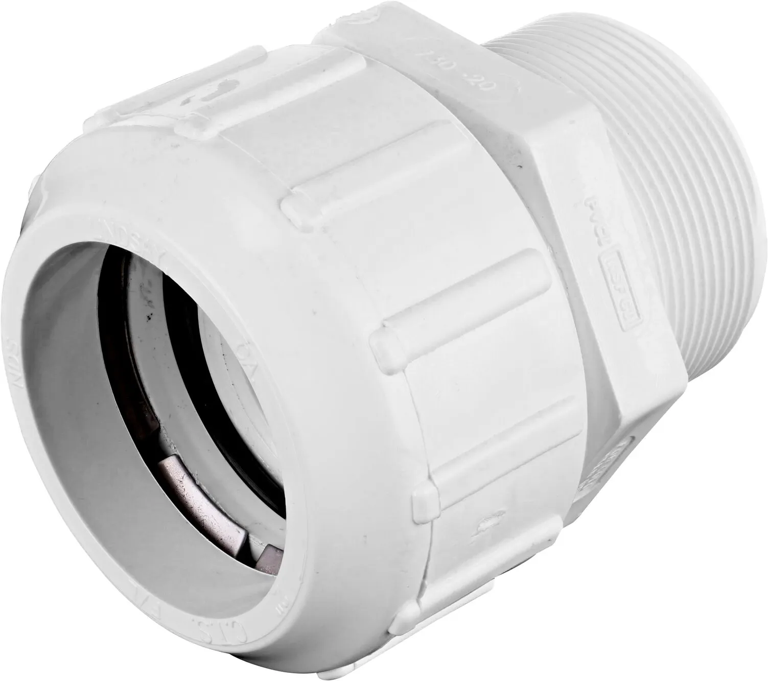 Flo-Lock™ PVC Gripper Adapter, 2 in. SDR-9 CTS X 2 in. MPT, White