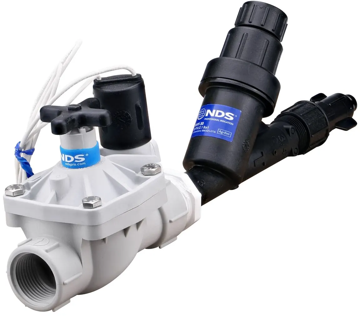 NDS Control Zone Kit includes a 1 in. Valve with Flow Control and 30 PSI Pressure Regulating Filter (NDS CZK 100-30F)
