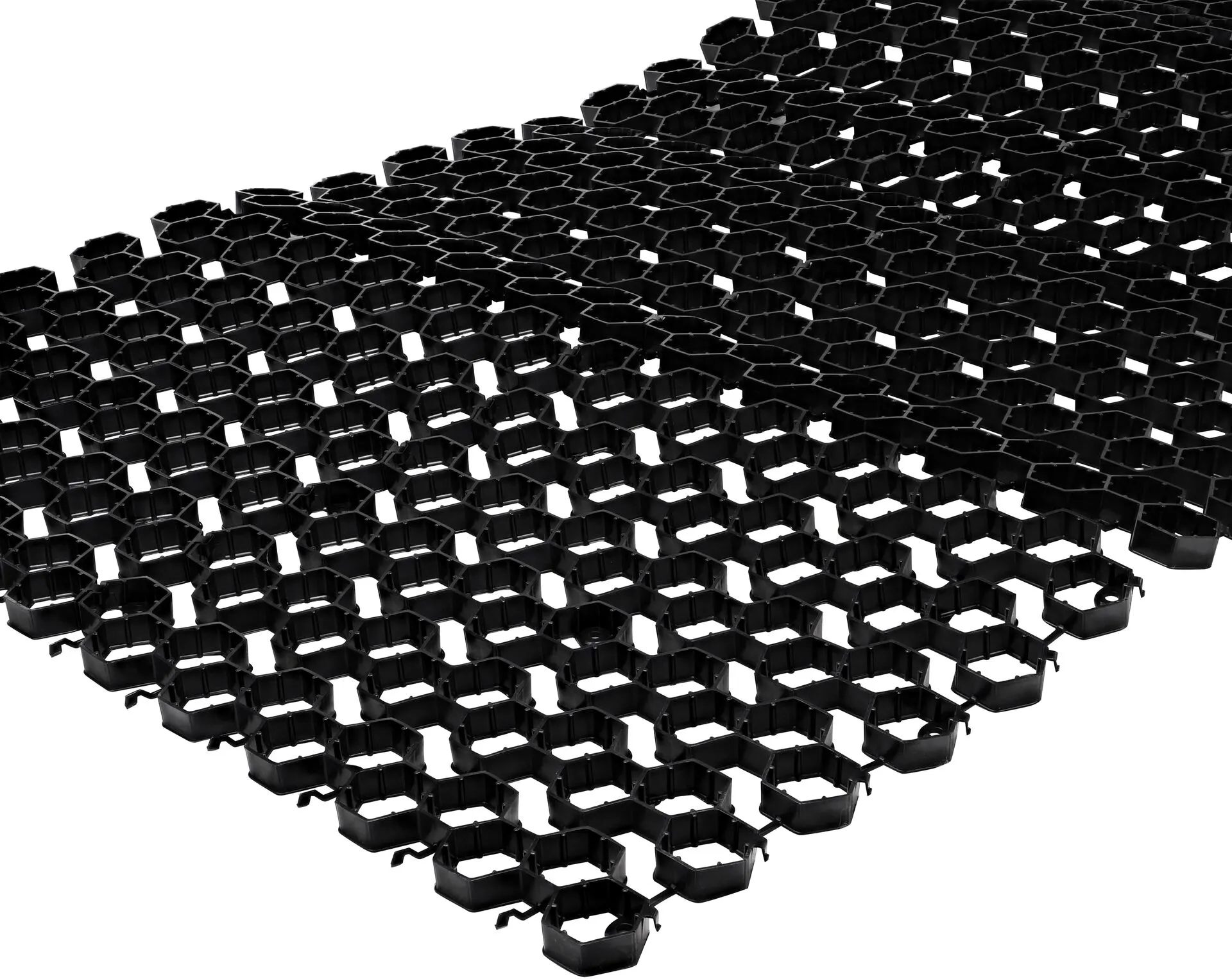 The black NDS EZ Roll® Gravel Paver (NDS GP4X150) panels come preassembled in easy-to-install rolls, just roll out to install