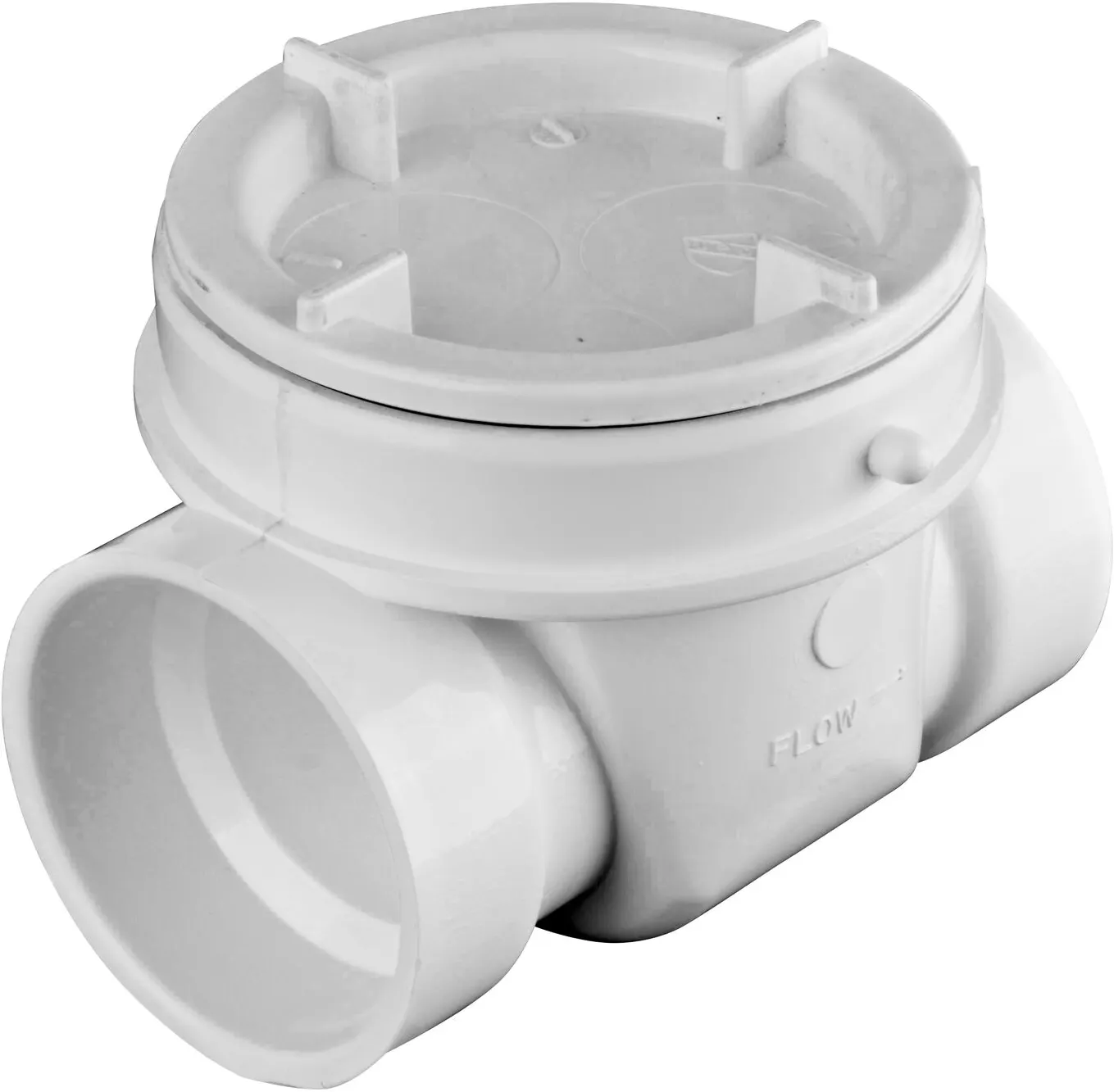 The NDS White 2 in. PVC Backwater Valve (NDS 275P) prevents street sewer waste from backflowing into basements or low areas