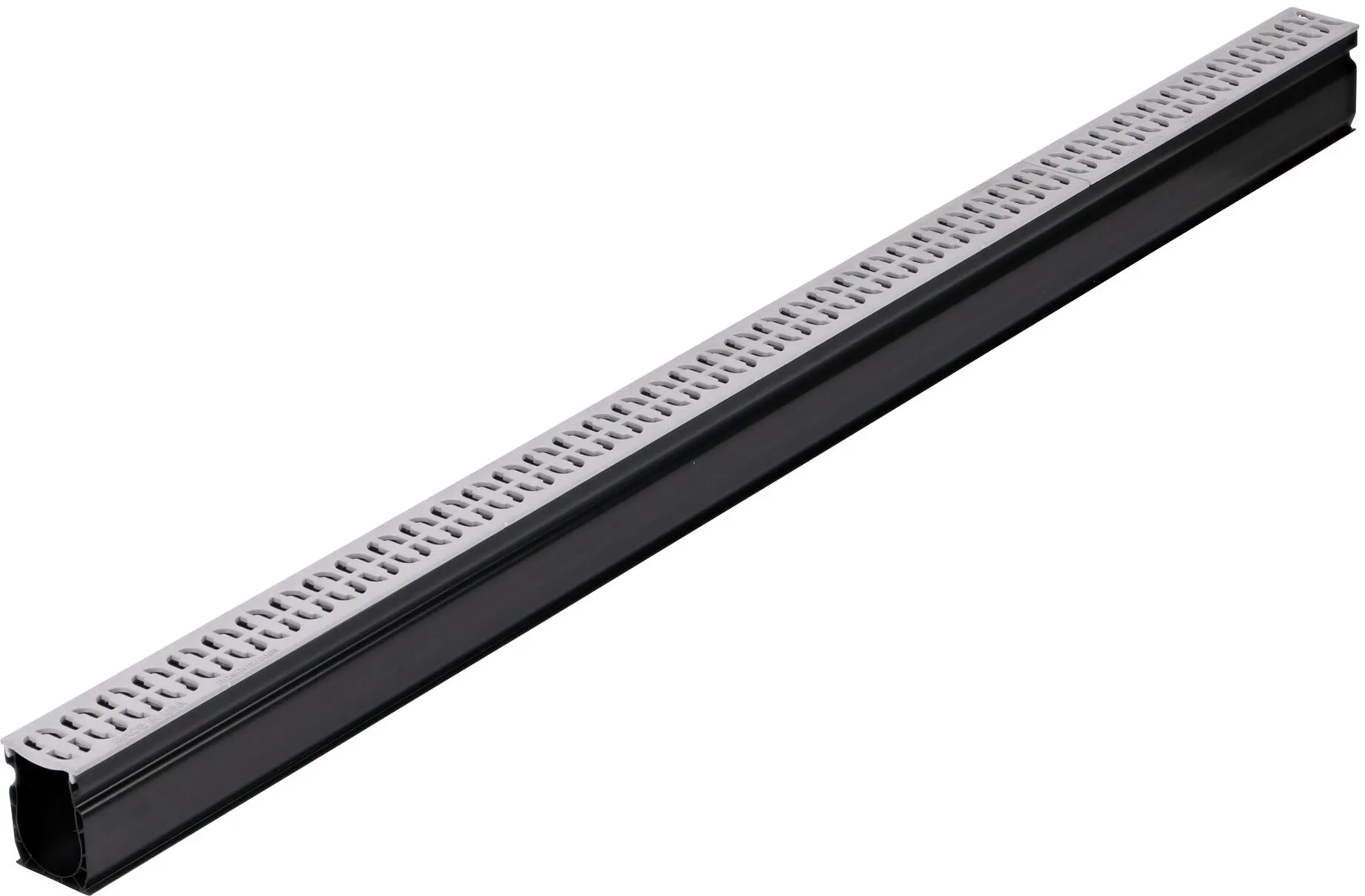 Slim Channel™ Gray Decorative Chain Design Drain Grate (NDS 9263) installed on a Slim Channel™ Drain